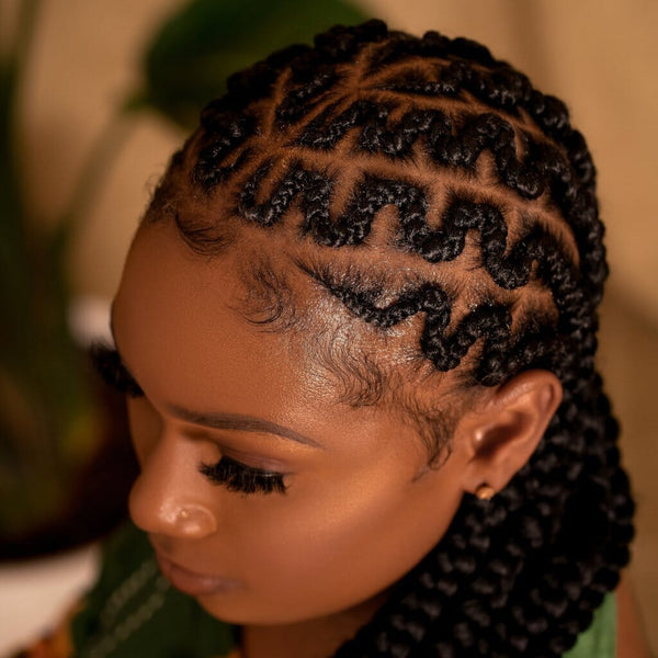 Dosso Beauty best selling product the 3 bundle pack of hypoallergenic braiding hair in geometrical cornrows