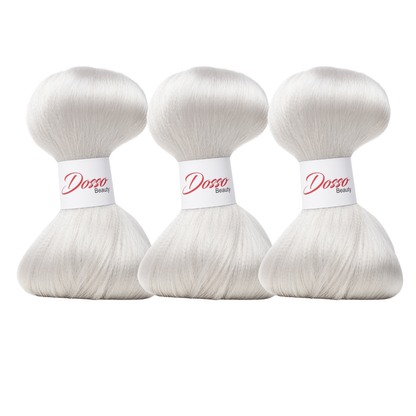 Three bundles of Sliver (99) braiding hair extensions with a white paper band labeled 'Dosso Beauty' in red and black text, set against a clean white background.