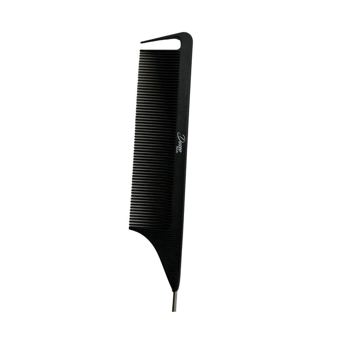 Carbon Fiber Rat Tail Comb with Metal End Hair Tools DossoBeauty 